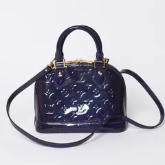 LOUIS VUITTON ルイヴィトン アルマBB 2WAYハンドバッグ Ｍ90975 ブルーベリー モノグラム ゴールド金具 ヴェルニ 美品 中古 4a001633