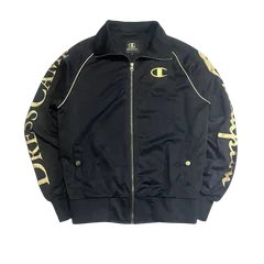 Champion DRESS CAMP ジャージ トラックジャケット 黒 金ロゴ ビッグロゴ L 古着 平成 ギャル男 お兄系 Y2kのサムネイル