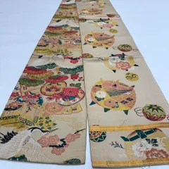 丸帯 アンティーク ヴィンテージ 全通 金帯 398cm 花嫁衣装 貸衣装 中古 リサイクル 結婚式 婚礼 着付け 舞台 きもの 着物 5108