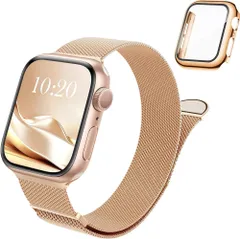 コンパチブル Apple Watch バンド 40mm 41mm 42mm 44mm 45mm 46mmコンパチブル アップルウォッチバンド ステンレス留め金製 男女兼用 マグネットクラスプ コンパチブル アップルウォッチ用バンド 保護カバー付き アップル