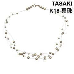 美品☆TASAKI ブルーパールネックレス ワイヤー 3連 silver 箱付き