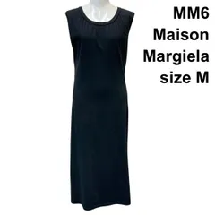 ◇ MM6 メゾンマルジェラ Maison Margiela ノースリーブワンピース ロング丈 バックオープン Iライン 黒 綿 M 9号 レディース Z6C710
