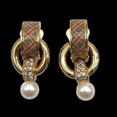 BURBERRY バーバリー イヤリング ノバチェック柄 ラインストーン