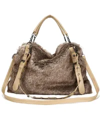 フェイクファー ハンドバッグ ふわふわ ショルダーバッグ モコモコ 3way ショルダーストラップ付き