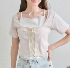 ANDMARY Cotton ribbon tank ivory - メルカリ