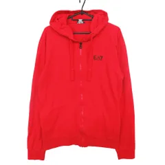 EMPORIO ARMANI エンポリオアルマーニ ロゴプリント ジップアップパーカー トップス 長袖 レッド サイズL メンズ 【中古】のサムネイル