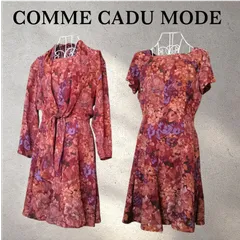 COMME CA DU MODE コムサデモード 花柄 アンサンブルワンピース フリーサイズ オレンジ系