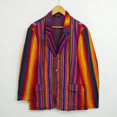 90s agnes b. エスニック織り テーラード ジャケット マルチカラー ストライプ ボタン デザイン フランス製 フレンチモード エスニックコア デザイナーズ  archive VINTAGE サイズ 48 D853のサムネイル