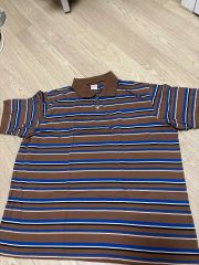 Supreme ボーダー ポロシャツ ブラウン ブルー Lサイズ - メルカリ