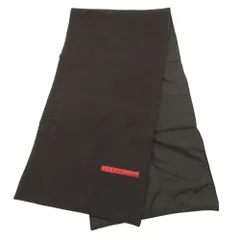 PRADA SPORTS プラダスポーツ マフラー ナイロン ウール 切替 ポケット付き ラバーロゴ ブラウン メンズ レディース 【中古】