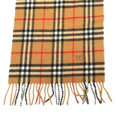 BURBERRY バーバリー ロンドン マフラー ノバチェック柄 ラムウール100% ホースロゴ刺繡 160×30cm ベージュ メンズ レディース 【中古】