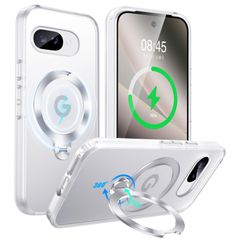 ◎Google Pixel 9a 케이스 MagSafe 대응 360°회전 링 스탠드 부착 탑재 마그넷 무선 충전 대응 픽셀 9a 케이스 반투명 촉감 좋은 지문 방지 황? 방지 방활