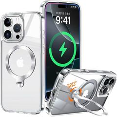 ◎ZapNet iPhone 16 Pro용 케이스 Magsafe 대응 [정점 스탠드·초절 안정성][본체를 재현·극투명] 스트랩 홀 첨부 머그 세이프 무선 충전 대응 황변 방지 미군 MIL 규격 취득·내충격 아이폰 6.3 인치(클리어)