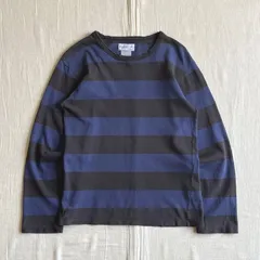 希少　90s　vintage　archive　old agnès b. PARIS　アニエスベー・パリ　太ボーダー柄　ネイビー×ブラック　激フェード　ロングスリーブTシャツ　長袖カットソー　S～M相当　日本製　Y2K　グランジ　striped L/S tee
