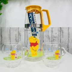 【新品】ディズニー　プーさん　耐熱ガラス1.2ℓポット&グラスカップ２個