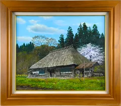 雨宮英夫 「民家訪春」 油絵・油彩画 絵画のサムネイル