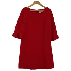 kate spade ケイトスペード 袖口フレア Iラインワンピース size0/レッド