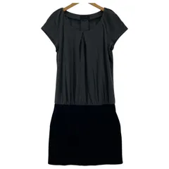 UNTITLED アンタイトル 半袖 ニット ドッキングワンピース size2/チャコール×ブラック