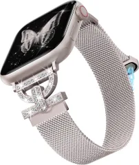コンパチブル Apple Watch バンド/アップルウォッチバンド, キラキラDバックル ステンレス磁石マグネットあっぷるうぉっち交換ベルト おしゃれ 可愛い レデース女性専用メタルストラップ for iWatch Series 11 10 9 8 7