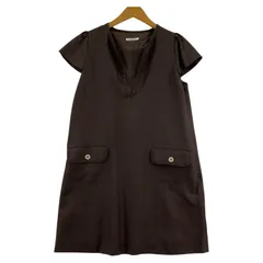 le coeur blanc ルクールブラン スリットネック 半袖 ミニワンピース size38/ブラウンのサムネイル