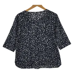 COUP DE CHANCE クード・シャンス 総柄 五分袖 プルオーバーブラウス size34/ネイビーのサムネイル