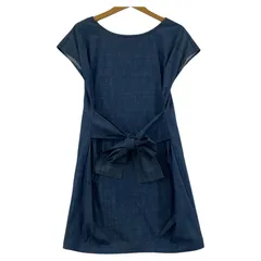 allureville アルアバイル デニム調 フレンチスリーブ リボンワンピース size2/ブルーのサムネイル