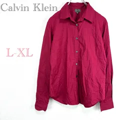 ◆カルバンクライン【L-XL】長袖シャツ ボルドー 綿100% レギュラーカラー ボタンシャツ CK カジュアル 大きいサイズ きれいめ 古着のサムネイル