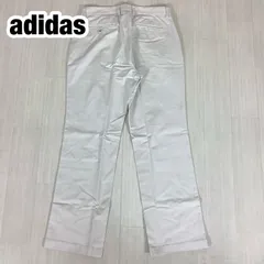【良好】adidas GOLF アディダス ゴルフパンツ スラックス ゴルフウェア サイズ85  ホワイト 白 刺繍ロゴ 総丈103.5cm ウエスト82cm 股上27cm 股下76cm ワタリ29cm 裾幅22.5cm【古着】