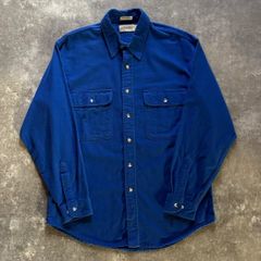 90s ラルフローレン オープンカラーシャツ ブルー シャモアクロス