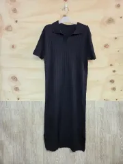1091) レディース半袖ニットロング丈ワンピース
