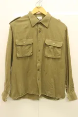 【中古】 ブランド不明 メンズ長袖シャツ -- ミリタリーシャツ ブランド不明 -- カーキ 無地