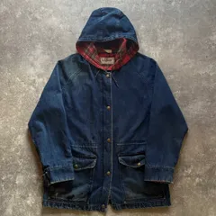 80年代 80s L.L.Bean エルエルビーン 裏地チェック デニム マウンテンパーカー M USA製 アメリカ製
