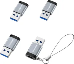 USB C 変換アダプター 4個セット 付属ストラップ付き | USB Aオス to Type-Cメス変換 USB3.0 高速 5Gbps 充電&データ転送対応 旧式ケーブルを 端末に活用 iPhone iPad Android 対応