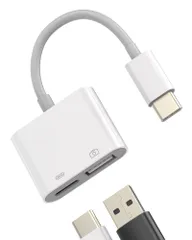 タイプc USB 変換 アダプタ2in1同時 Type C 充電分岐アダプター OTGケーブル USB A to C コネクタusb-c プラグ Thunderbolt急速充電器Apple IPhone15 Pro Max Plus IPad Pro ...