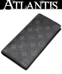 美品 ルイヴィトン Louis Vuitton ポルトフォイユ・ブラザ 二つ折り長財布 モノグラム・エクリプス M61697 RFID 【74688】