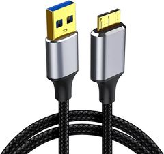 VanmAr USB 3.0 Micro B USB Cable, Type A Male to Micro Type B Male, 5Gbps High-Speed ​​Data Transfer Cable, Durable Nylon Braided, for External HDD/SSD, Blu-ray Drives, BD Drives, Digital Cameras (2m)