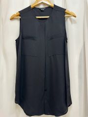 美品】23SS Theory パウダークレープ ノースリーブブラウス 黒 S 