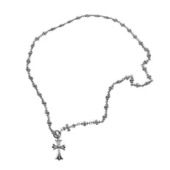 CHROME HEARTS クロムハーツ タイニーE CHプラス チョークチェーン ロザリオネックレス 42.38g SV925 シルバー925 アクセサリー 美品 中古 4a001732のサムネイル