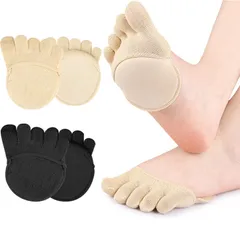 (全指) 22-25cm ２足４枚 ２色 カバーソックス フットカバー 滑り止め付き クッション付き 吸汗 5本指 靴下 つま先