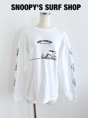 【新品】SNOOPY'S SURF SHOP　スヌーピーズサーフショップ　定価4,950円　ロンT　Sサイズ　オフホワイト　ブラック　綿100％　カットソー　長袖　送料込み　6466688