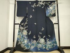 ★専用★未使用品 訪問着 辻が花 絞り 墨黒 花の地紋 身丈162.5cm 正絹 ☆専用☆未使用品 訪問着 辻が花 絞り 墨黒 花の地紋 身丈162.5cm 正絹