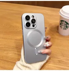【MagSafe対応】iPhone16シリーズ対応 マグセーフ対応 背面リングマグネット内蔵 メタリックカラー スマート iPhoneカバー ワイヤレス充電OK 耐衝撃仕様 シンプル メンズ・レディース兼用 ブルー・シルバー・ブラックおしゃれiPhoneケース