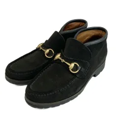 グッチ GUCCI チャッカブーツ スエード ホースビット ゴールド金具 36 23㎝ 黒 ブラック /XZ ■GY18