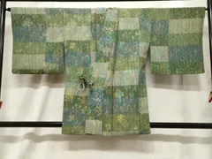 平和屋着物＃道中着　横段草花文　暈し染め　正絹　逸品　CABF6203dy