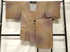 平和屋着物＃道行コート　鹿の子文　ふくれ織　暈し染め　ショール付き　正絹　逸品　CABF3882ev