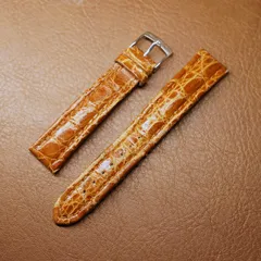 【パーツ取り用】モレラート TIPO BRETLING 18mm カイマンクロコ ゴールドブラウン 劣化有 中古 メンズのサムネイル