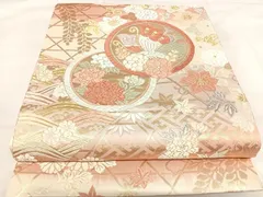 平和屋着物◎六通柄袋帯　唐織　花蝶丸文　金銀糸　正絹　逸品　AABI5431yxのサムネイル