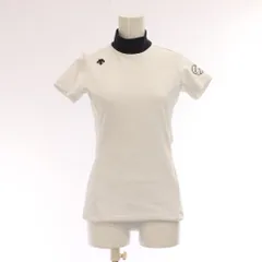 デサント DESCENTE カットソー S 半袖 白 紺 ハイネック ロゴプリント /JP