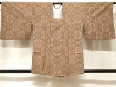 平和屋着物＃道行コート　幾何学花文　正絹　逸品　CABF3865ev