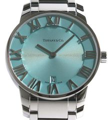 ★箱・ギャラ付！美品！TIFFANY&Co. ティファニー Atlas アトラス 63452769 2ハンド デイト クォーツ メンズ★